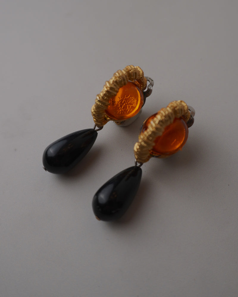 Vintage Orange Orb Drop Earrings