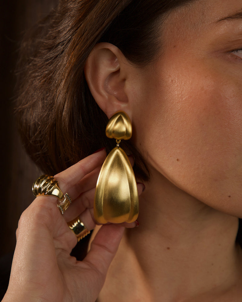 Vintage Oversized Matte Gold Drop Earrings