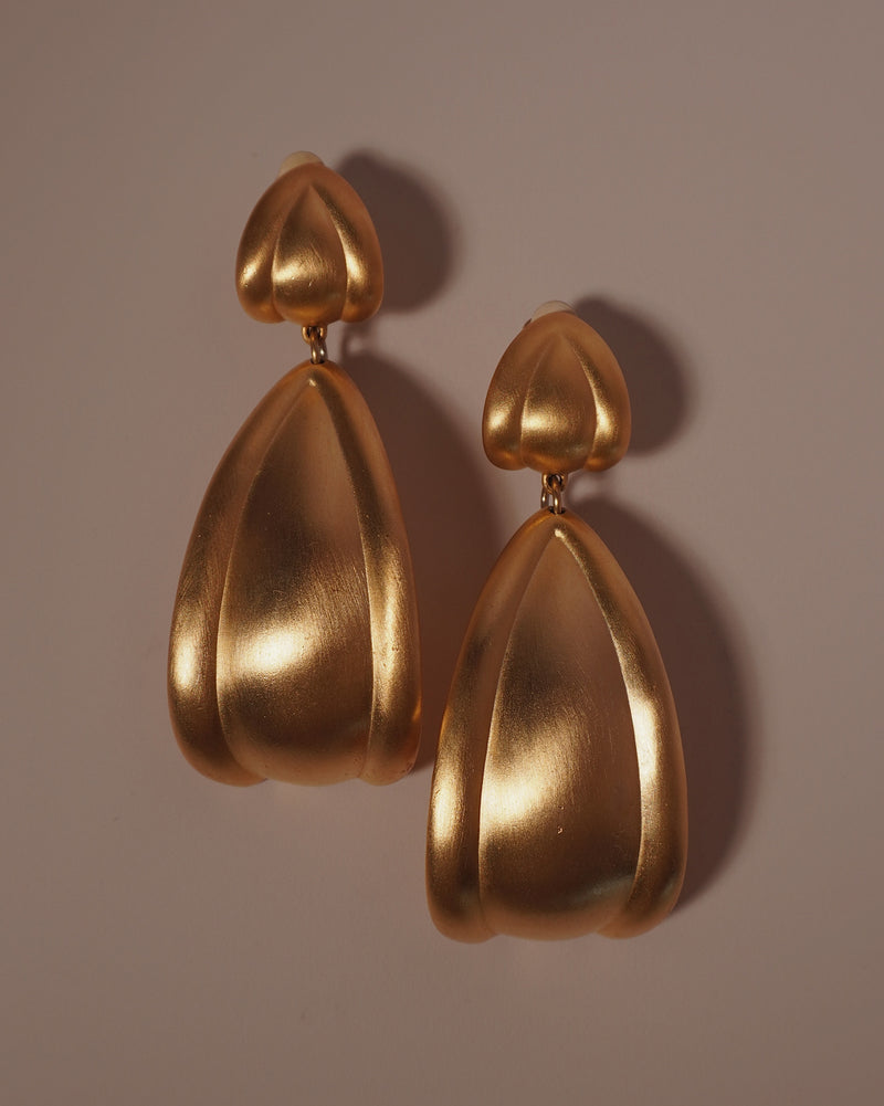 Vintage Oversized Matte Gold Drop Earrings