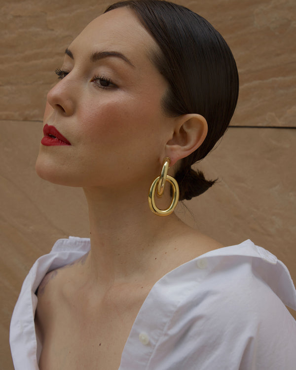 Vintage Oversized Oval Link Earrings