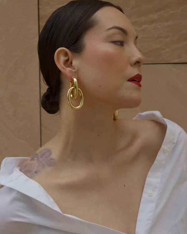 Vintage Oversized Oval Link Earrings