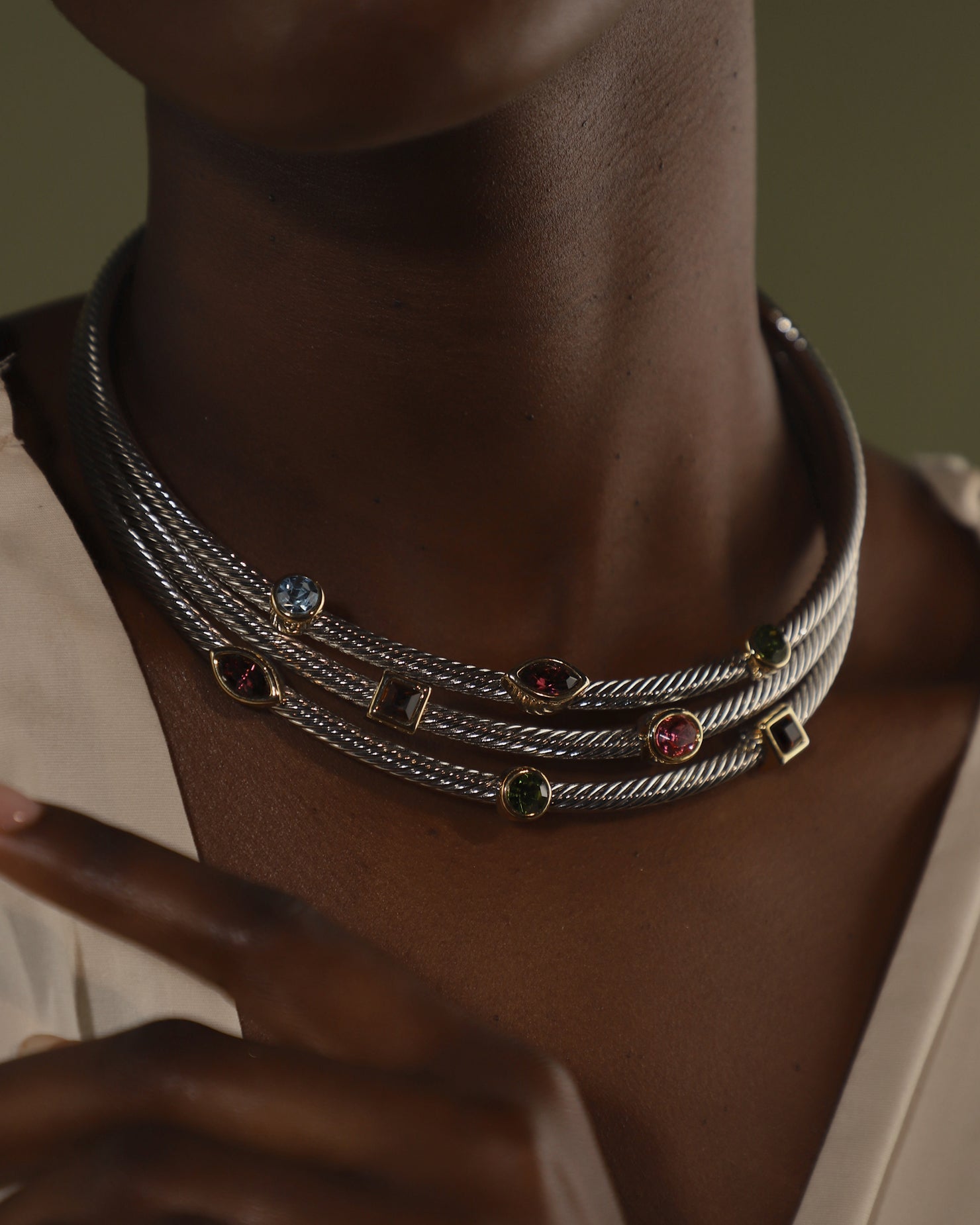 VINTAGE PASTEL RHINESTONE CABLE COLLAR – Julia Vaughn