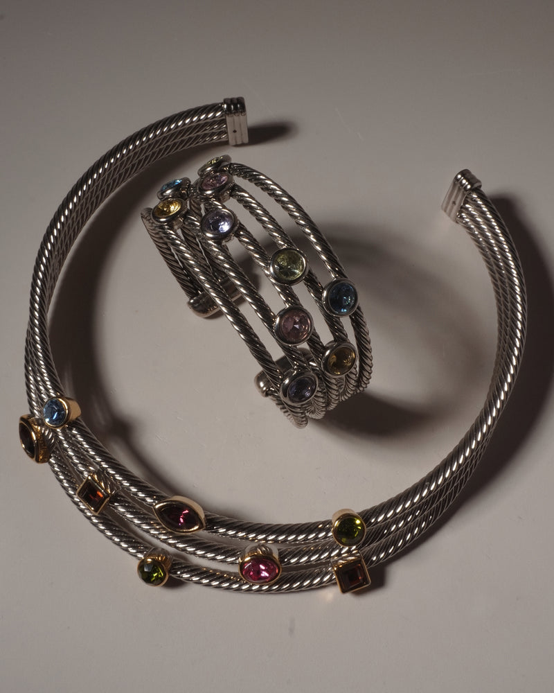 VINTAGE PASTEL RHINESTONE CABLE COLLAR