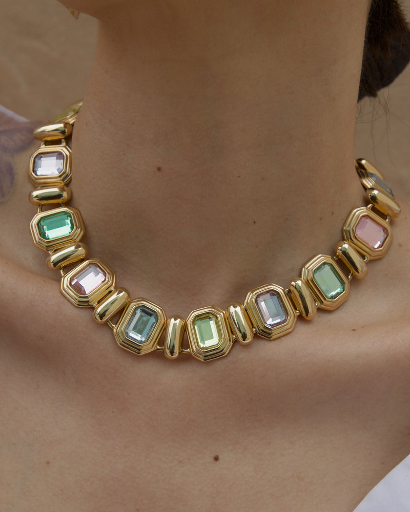 Vintage Pastel Rhinestone Necklace