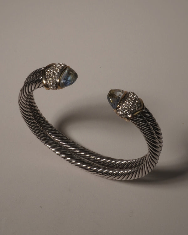 Vintage Pave Aquamarine Cable Bracelet