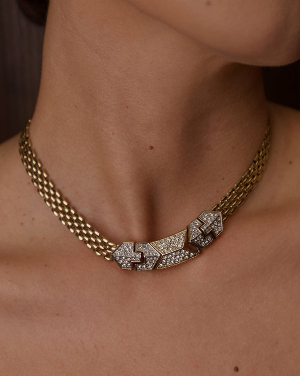 VINTAGE PAVÉ ART DECO PANTHER LINK NECKLACE