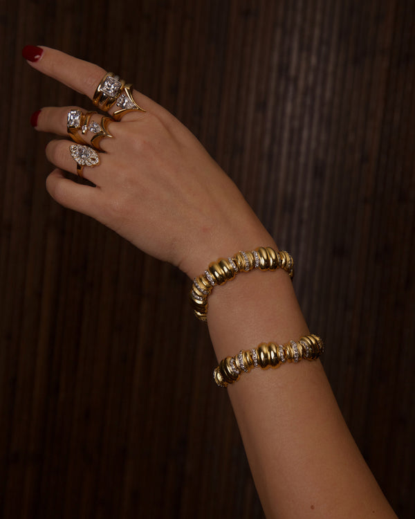 VINTAGE PAVÉ ARTICULATED RIBBED LINK BRACELET