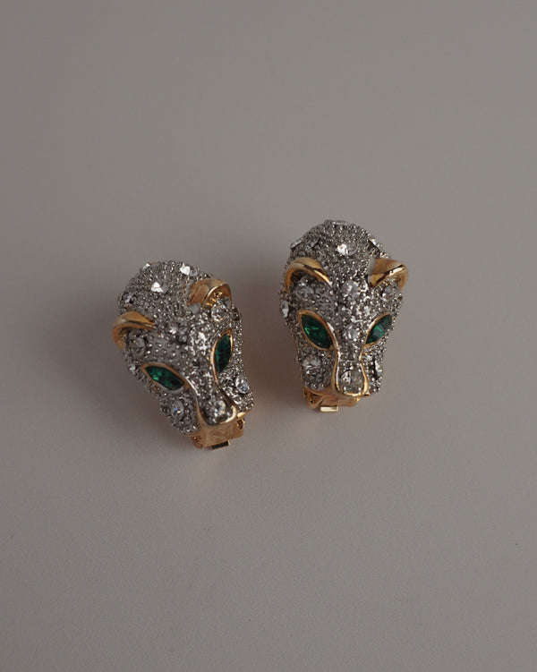 VINTAGE PAVE BIG CAT EARRINGS