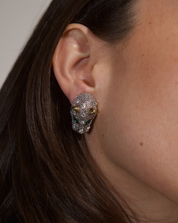 VINTAGE PAVE BIG CAT EARRINGS