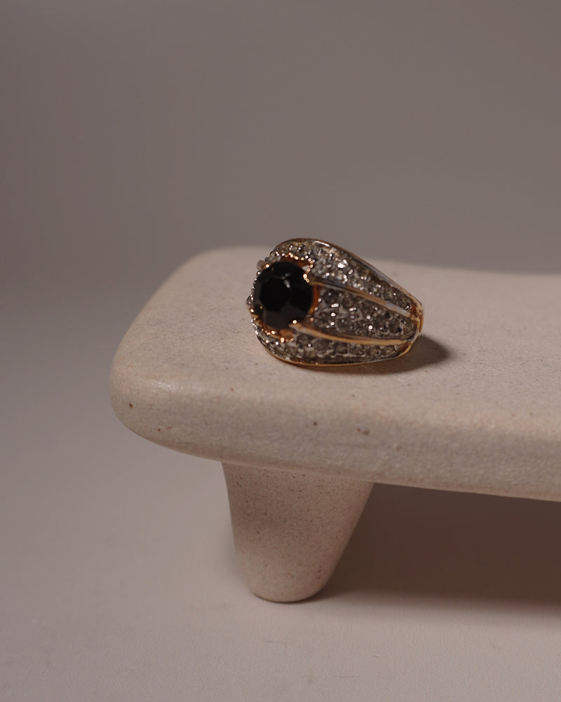 Vintage Pave Black CZ Ring Sz 8