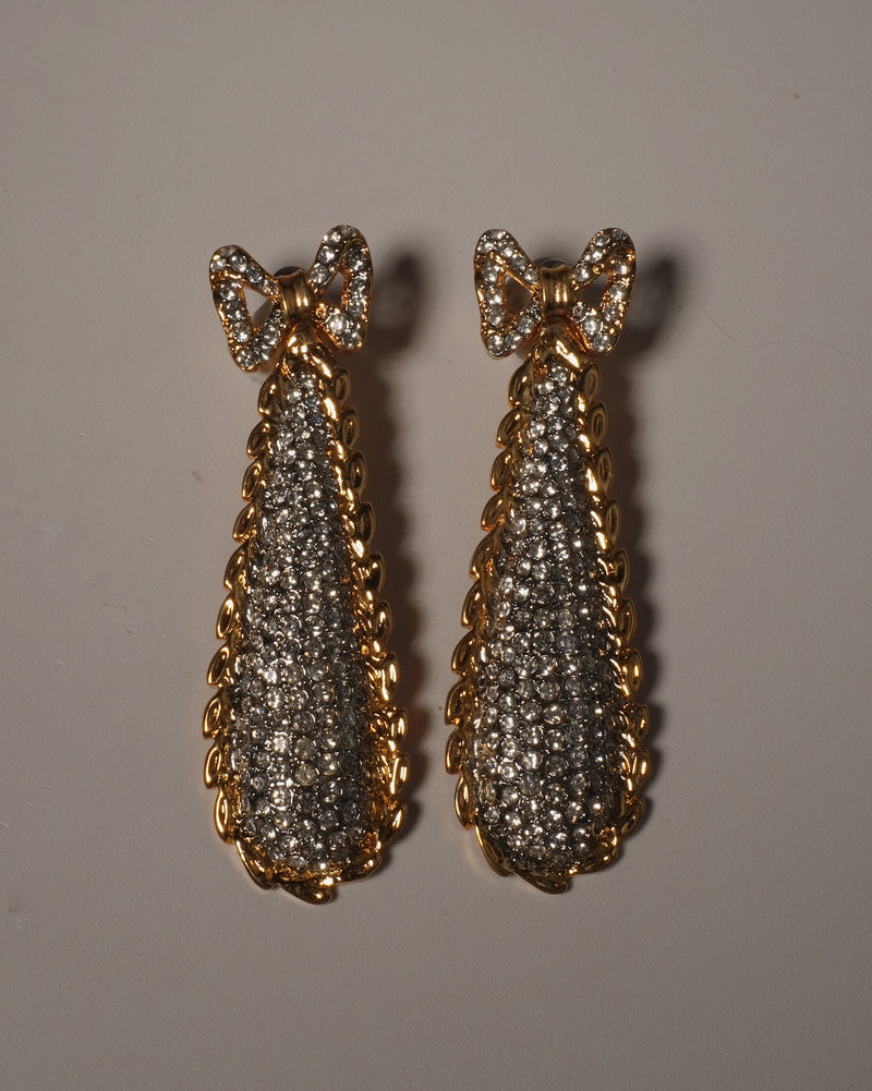 Vintage Pave Bow Drop Earrings