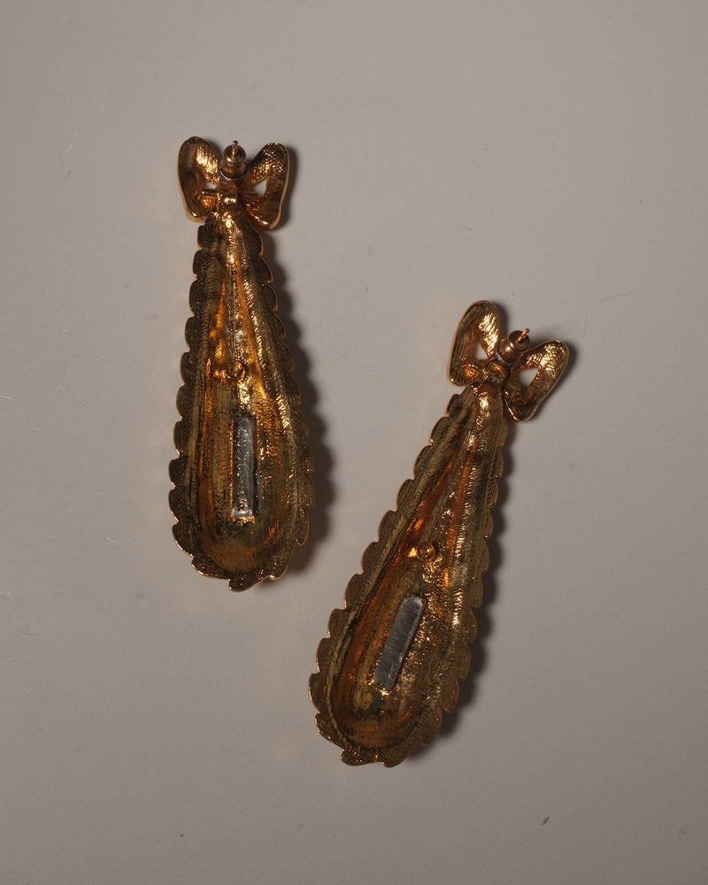 Vintage Pave Bow Drop Earrings