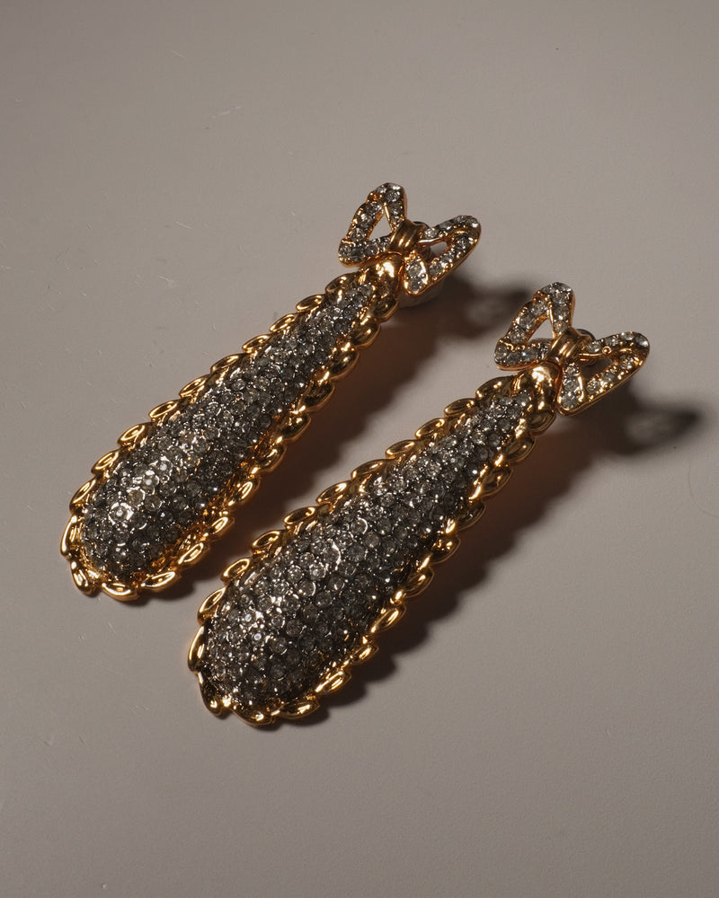 Vintage Pave Bow Drop Earrings