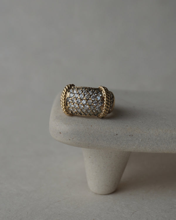 Vintage Pave Chunky Dome Ring Sz 8