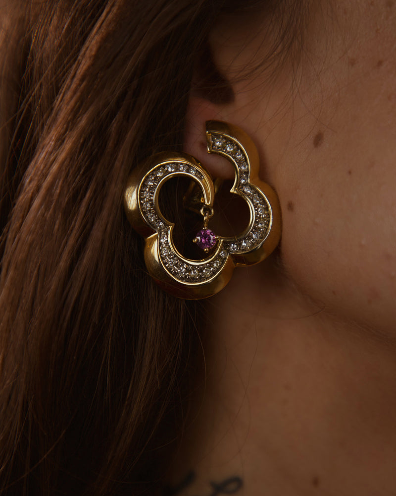 VINTAGE PAVÉ CLOVER STATEMENT EARRINGS