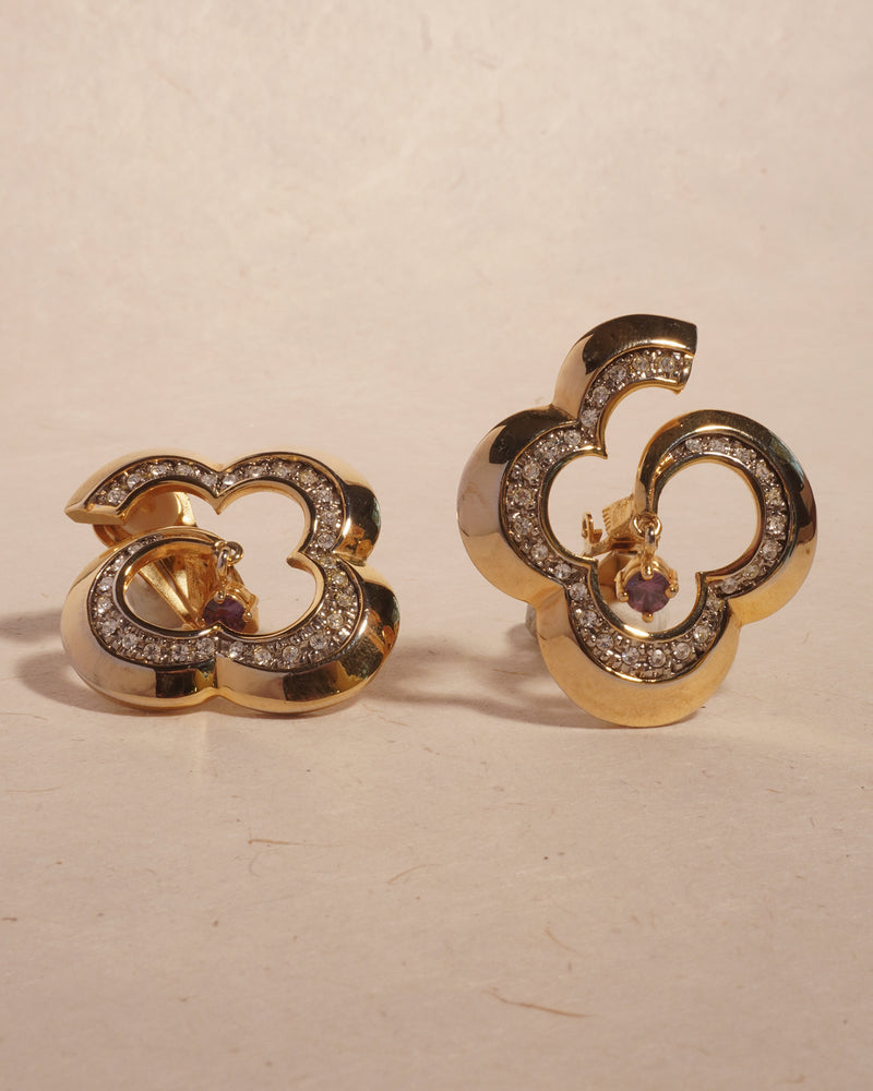 VINTAGE PAVÉ CLOVER STATEMENT EARRINGS