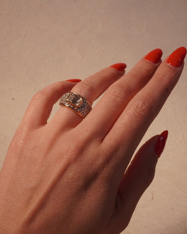 Vintage Pavé Crystal Baguette Ring (Sz 6)