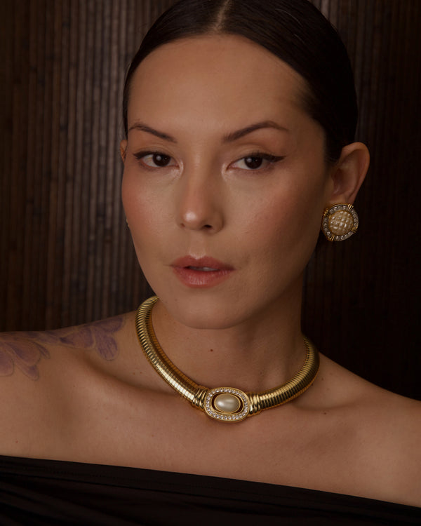 VINTAGE PAVÉ FAUX PEARL TUBOGAS NECKLACE