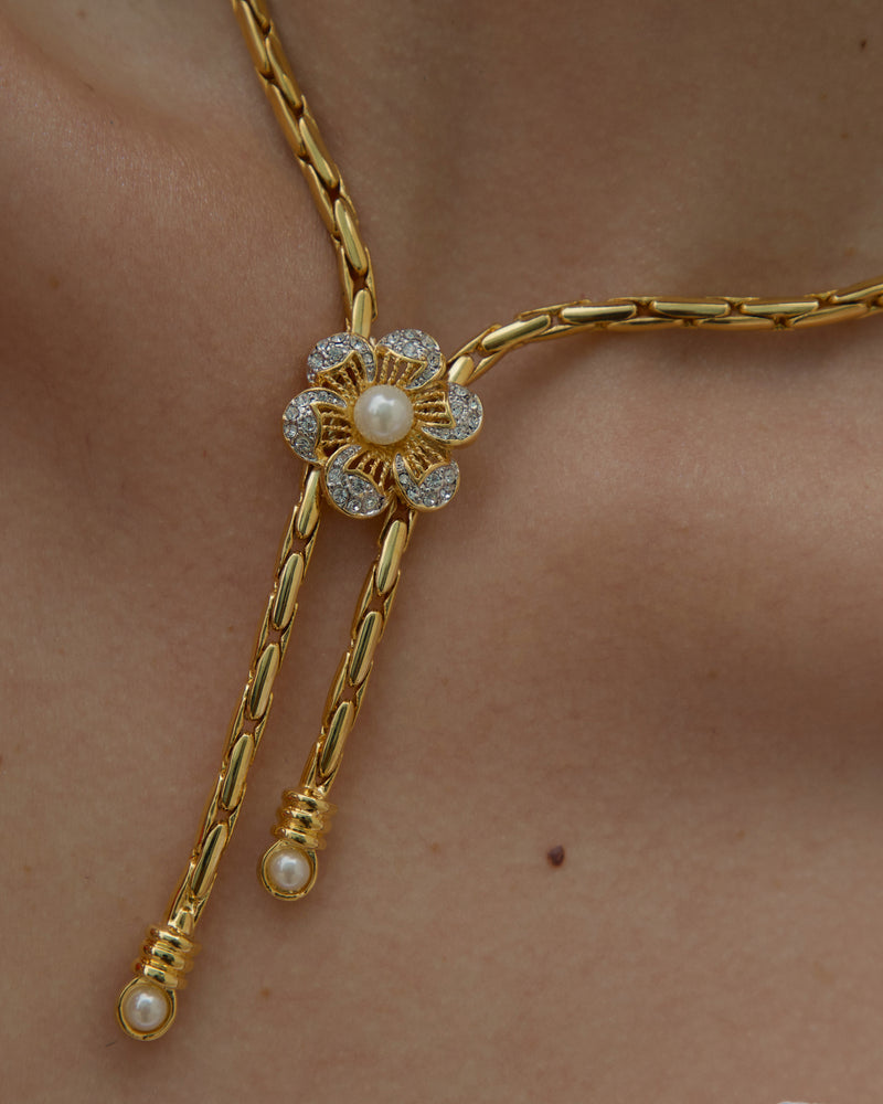 Vintage Pave Flower Lariat