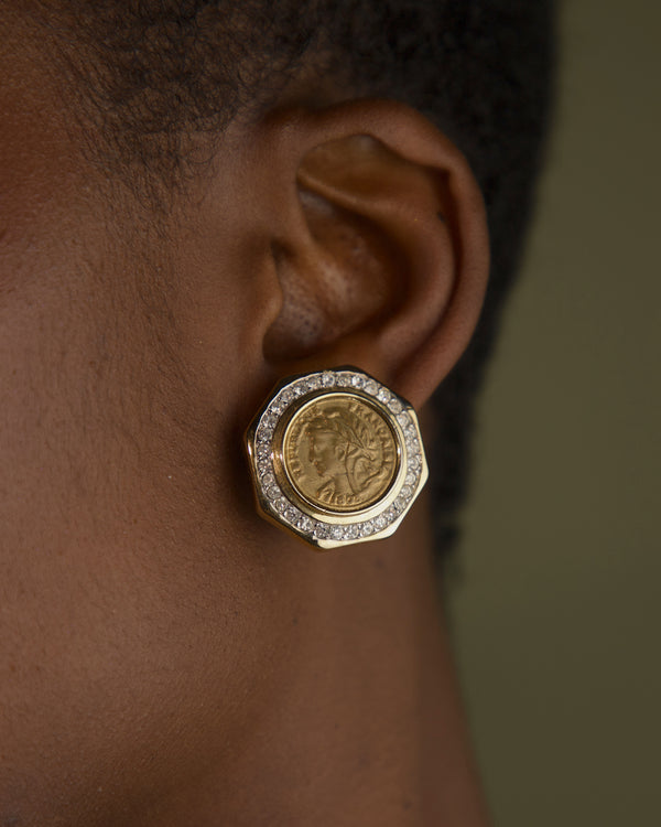 VINTAGE PAVE GOLD COIN EARRINGS