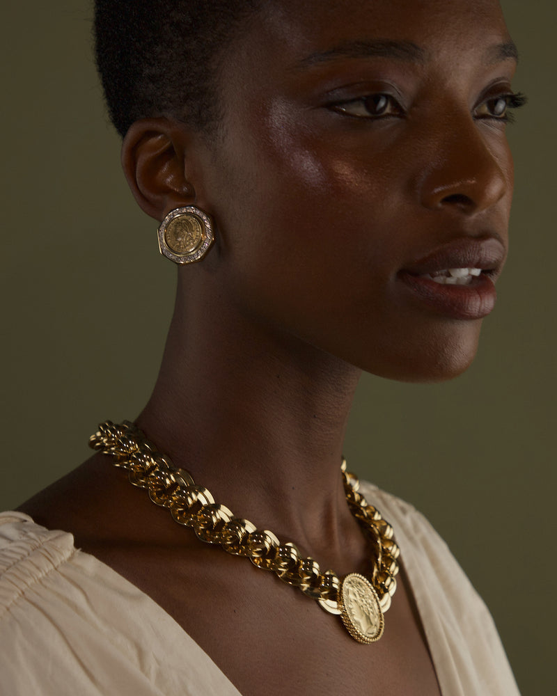 VINTAGE PAVE GOLD COIN EARRINGS