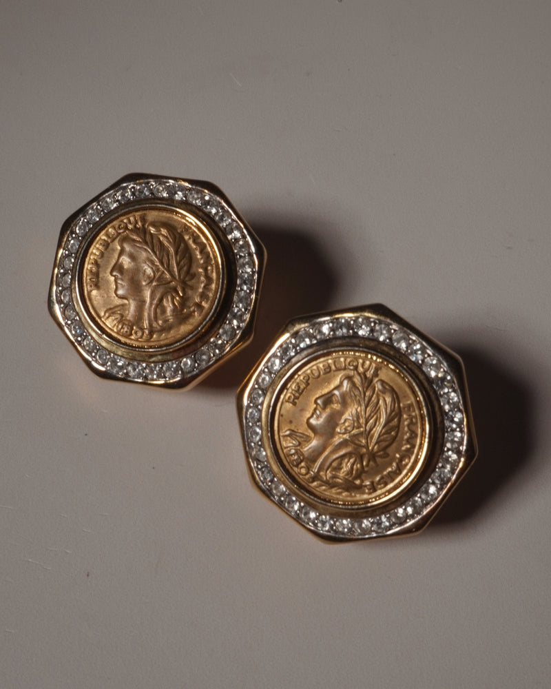 VINTAGE PAVE GOLD COIN EARRINGS