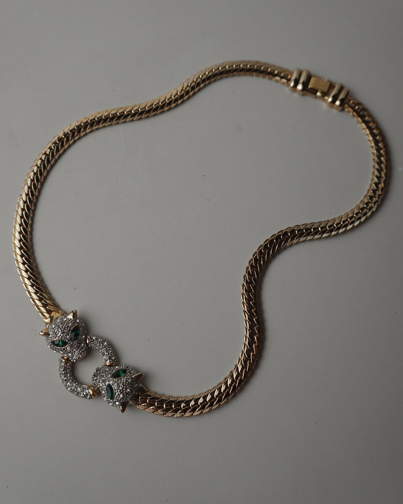 VINTAGE PAVE LEOPARD NECKLACE