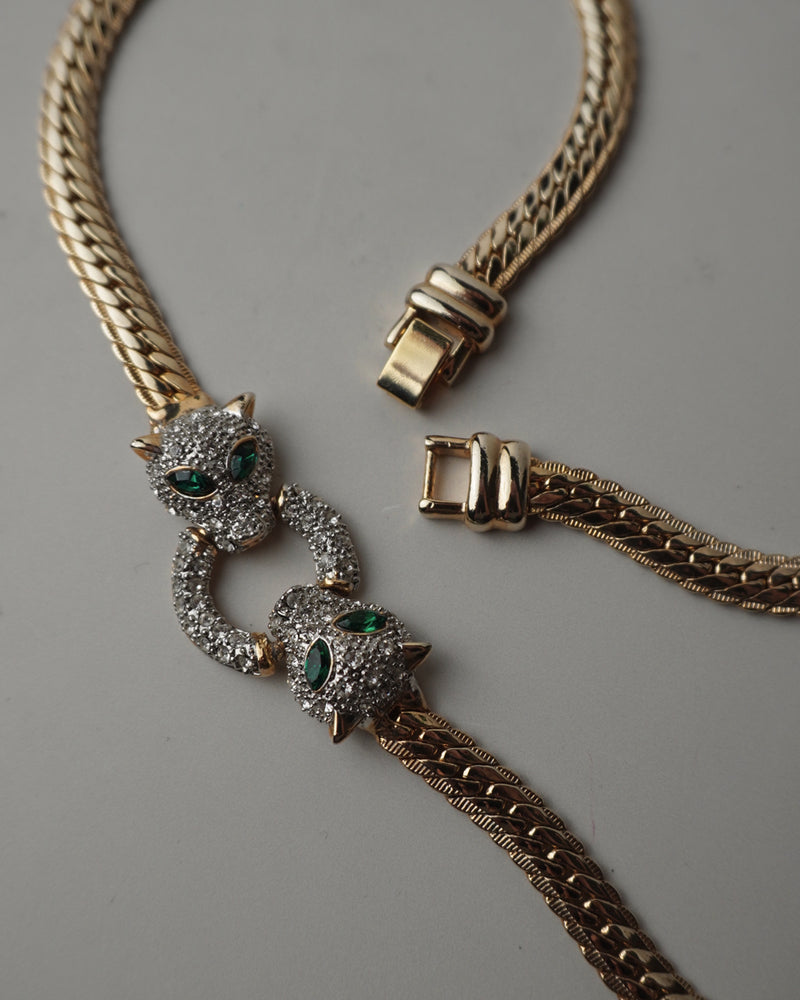 VINTAGE PAVE LEOPARD NECKLACE