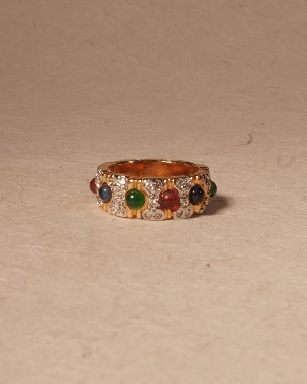 Vintage Pavé Multi-Colored Cab Ring (Sz 4.5)