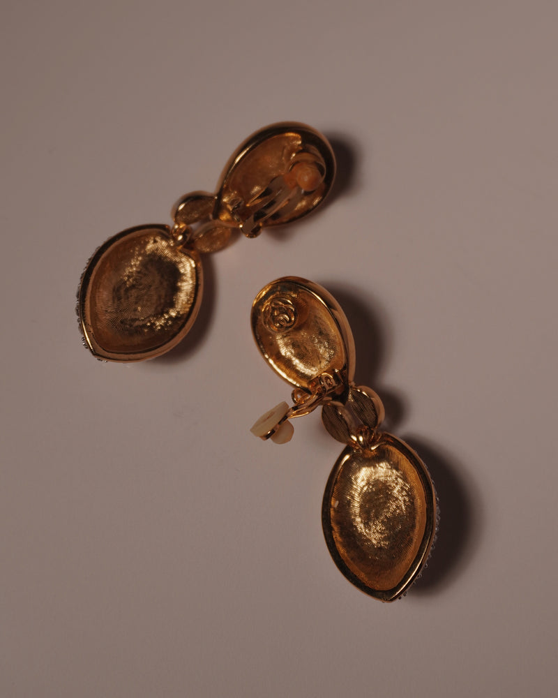 Vintage Pave Pearl Cab Drop Earrings