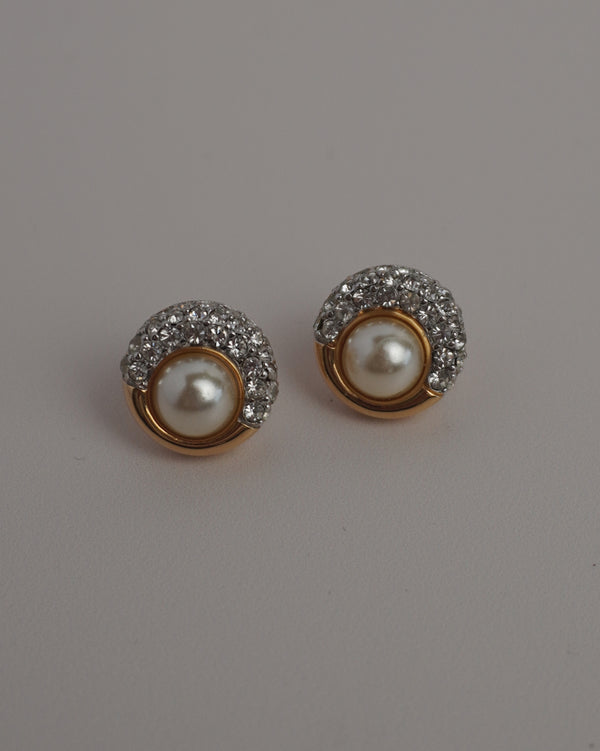 VINTAGE PAVE PEARL STUDS