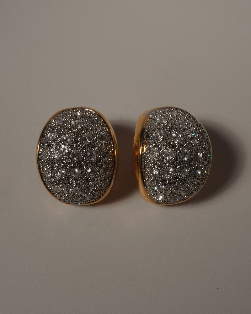 VINTAGE PAVE RHINESTONE DOME CLIP ONS