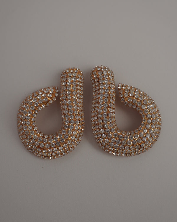 VINTAGE PAVE RHINESTONE STATEMENT CLIP ONS