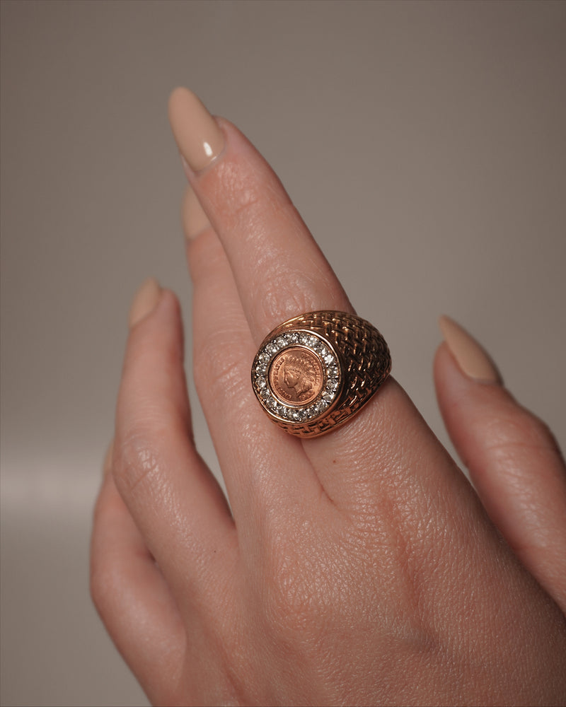 Vintage Pave Scaled Coin Ring