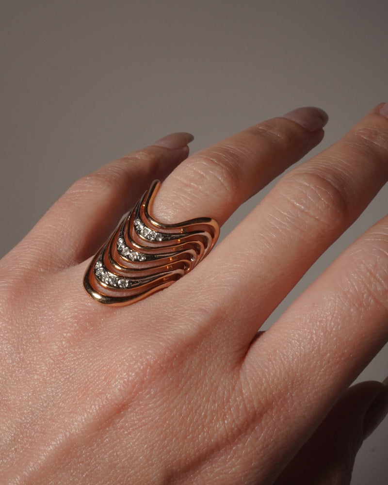 VINTAGE PAVE STACKED CURVE RING (LONG)