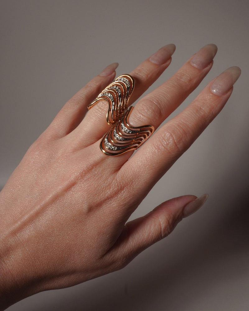 VINTAGE PAVE STACKED CURVE RING (LONG)