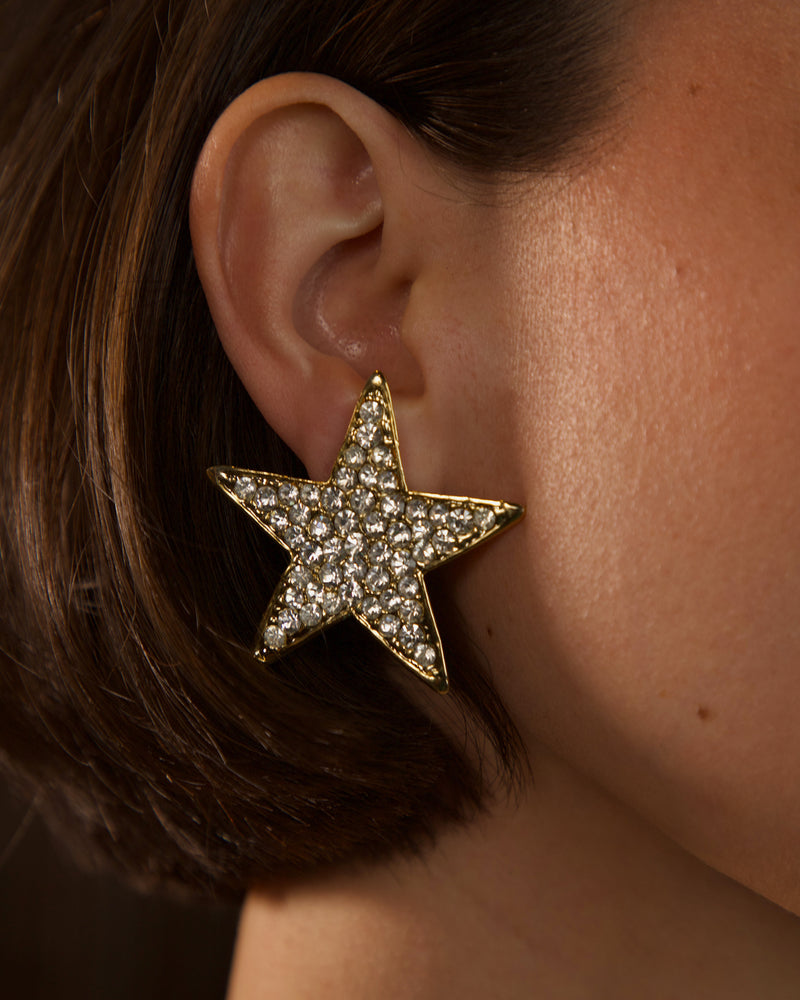 Vintage Pave Star Clip Ons