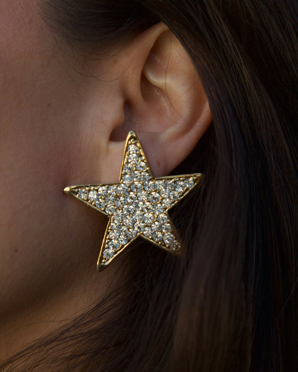 Vintage Pave Star Clip Ons