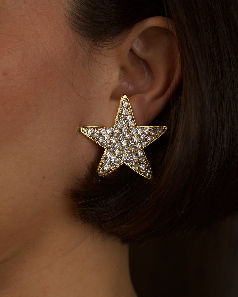 Vintage Pave Star Clip Ons