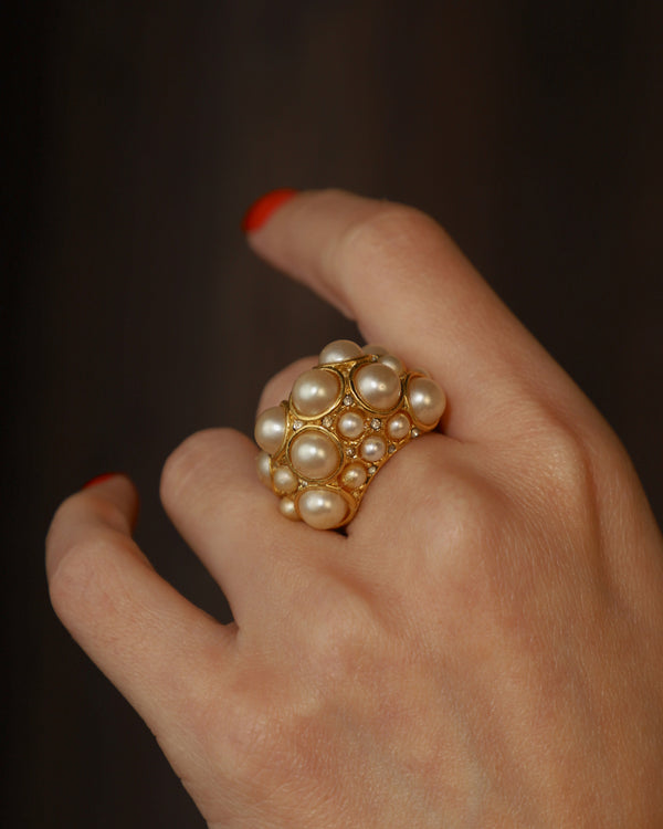 Vintage Pearl Dome Cocktail Ring Sz 5-6