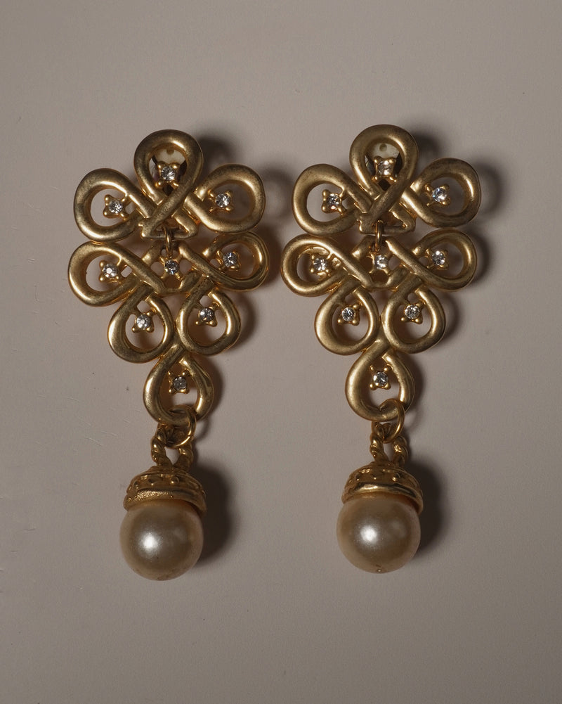 Vintage Pearl Drop Filigree Earrings