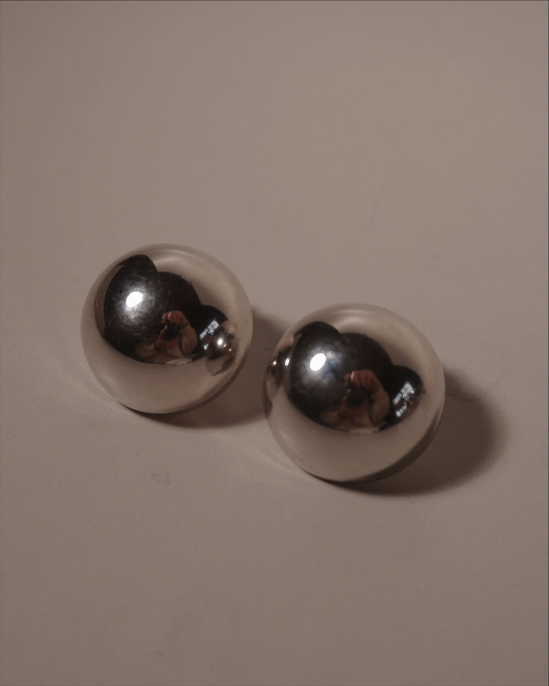 Vintage Polished Silver Dome Clip On