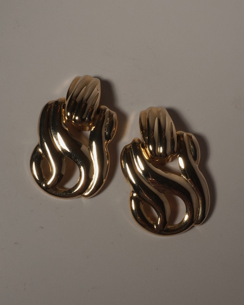 VINTAGE POLISHED SWIRL STATEMENT EARRINGS