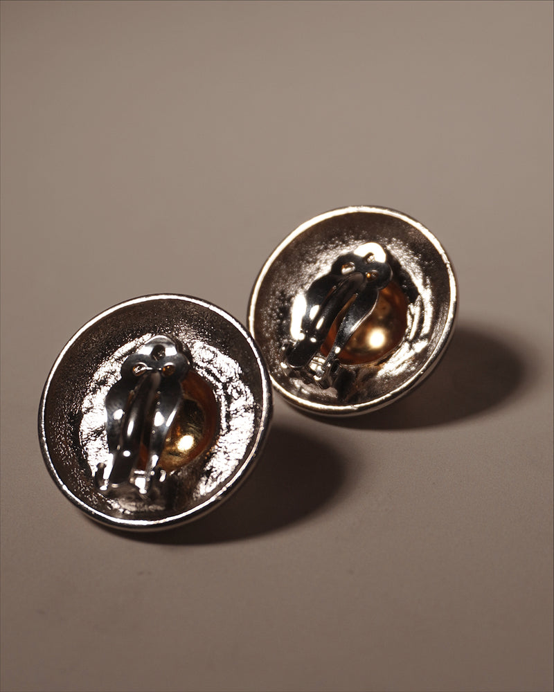 Vintage Polished Two Tone Dome Earrings