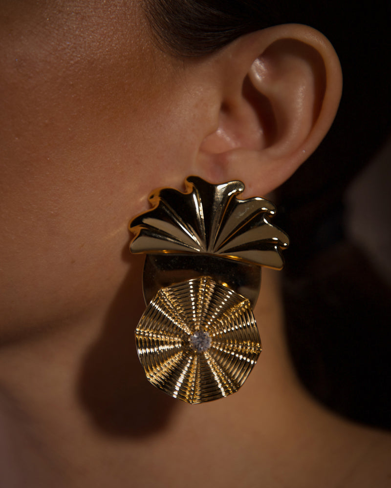 Vintage Polished Gold Abstract Earrings