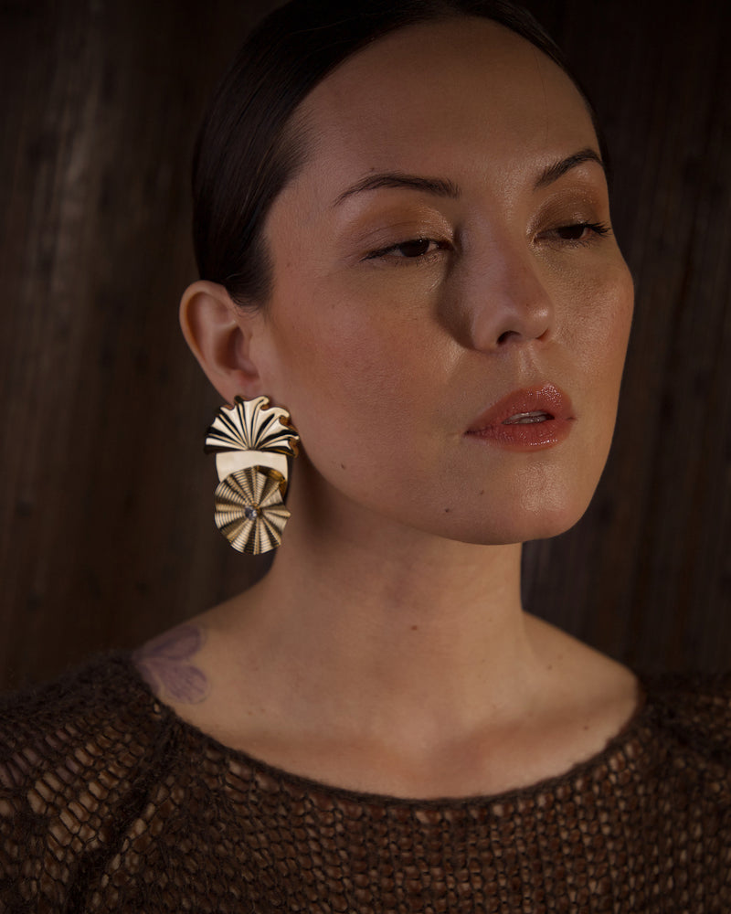 Vintage Polished Gold Abstract Earrings