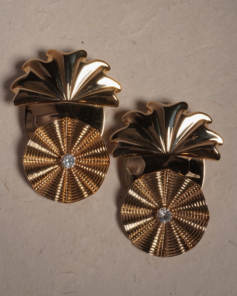 Vintage Polished Gold Abstract Earrings