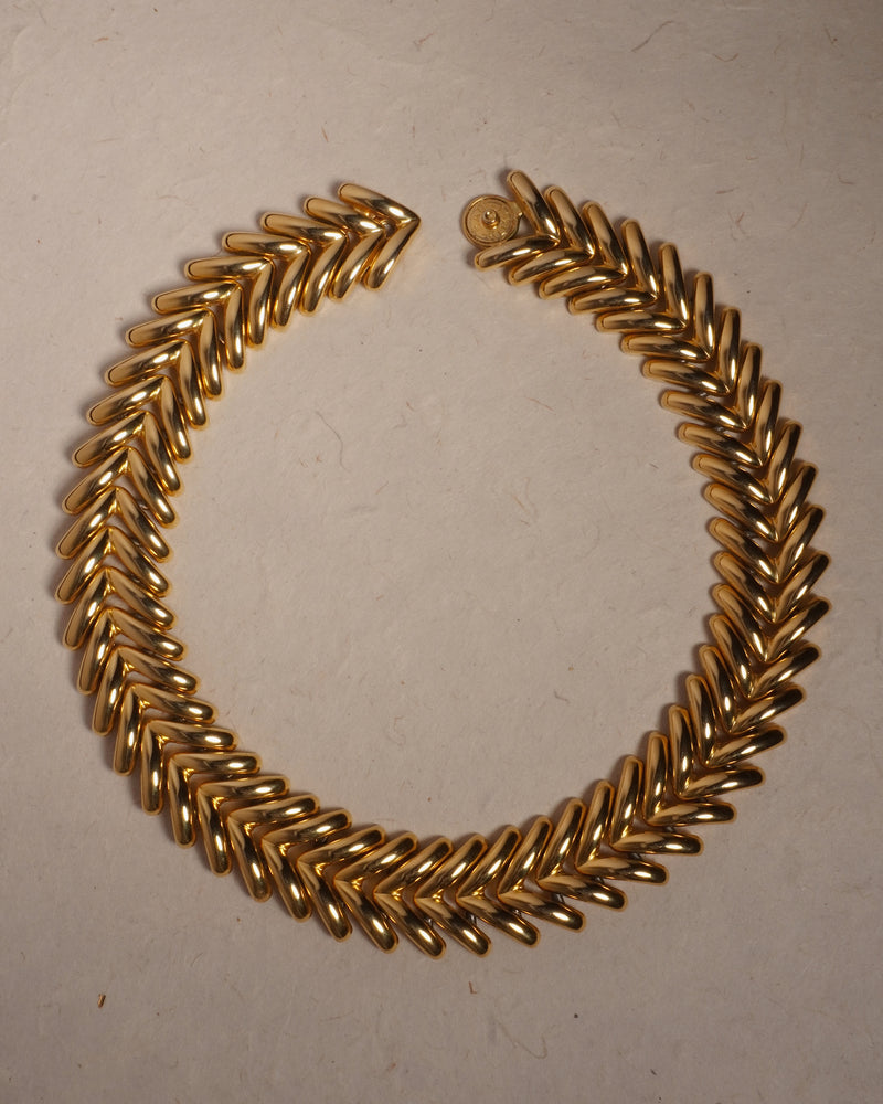 Vintage Puffed Chevron Statement Necklace