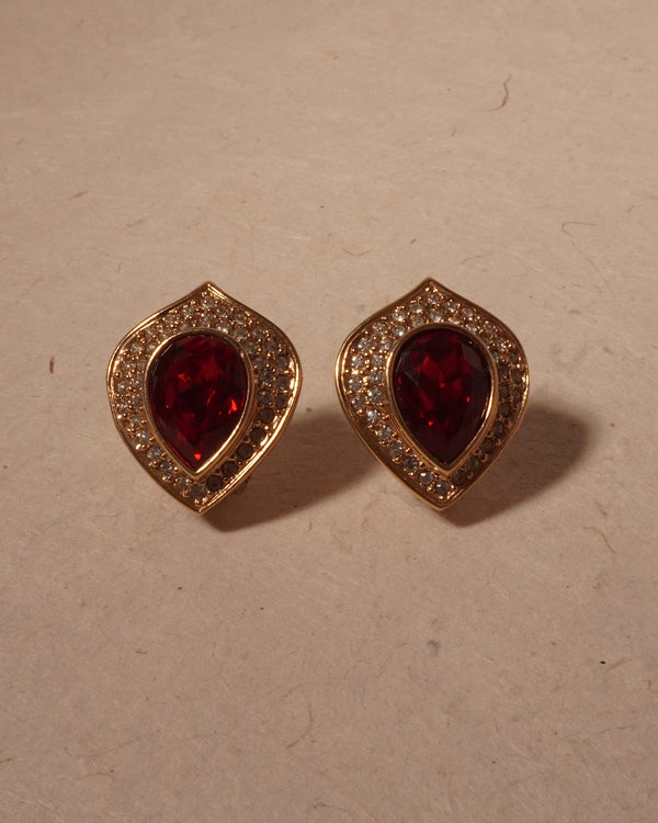 Vintage Pavé Ruby Button Clip Ons