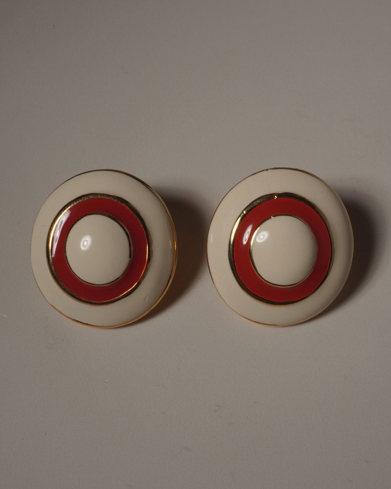 VINTAGE RED & CREAM BUTTON CLIP ONS